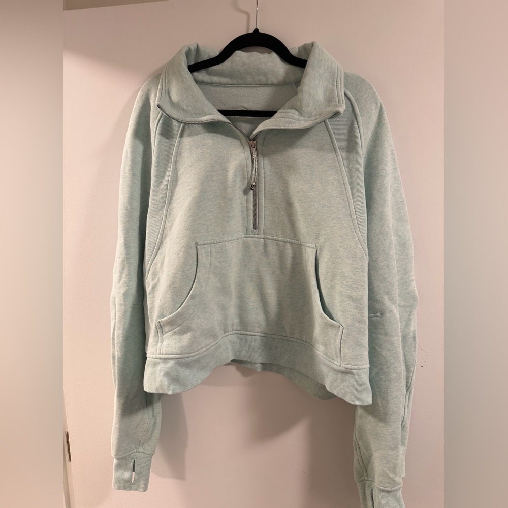 Lululemon light teal blue scuba cropped half zip up